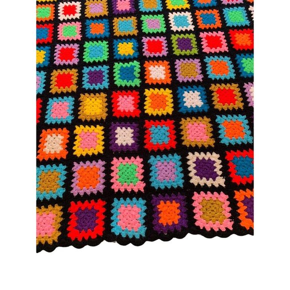 Vintage Handmade Granny Square Afghan Throw 54" Square - Picture 2 of 10